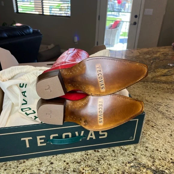 Tecovas | The Annie Eagle 🦅 🇺🇸 Barn Red Cowhide | Genuine Ostrich | 11B - Picture 5 of 17